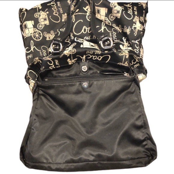 RARE COACH LARGE Horse and Carriage Signature Black Tote Bag - Picture 7 of 12